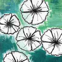 White Petunias- Floral Abstract Painting by Linda Woods