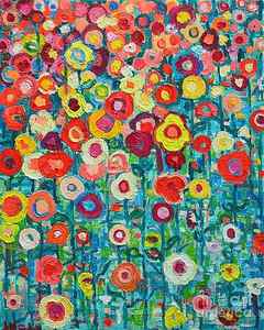 Wall Art - Painting - Abstract Garden Of Happiness by Ana Maria Edulescu