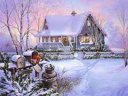 Winter Scenes - Merry Christmas Log Cabin HD wallpaper