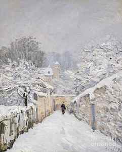 Wall Art - Painting - Snow at Louveciennes by Alfred Sisley