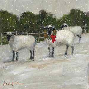 Wall Art - Painting - Sheep In Snow by Mary Miller Veazie