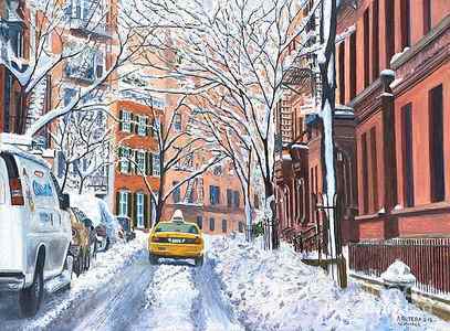Wall Art - Painting - Snow West Village New York City by Anthony Butera