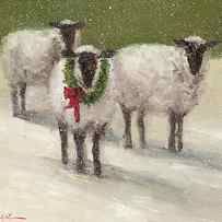 Lambs With Wreath by Mary Miller Veazie