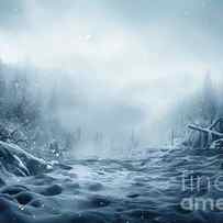 premium winter background of snow and frost with landscape of forest by N Akkash