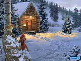 Christmas Cabin, Country Winter Scenes HD wallpaper