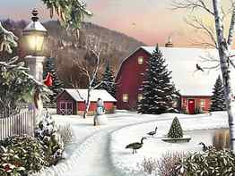 4 Winter Country Scenes, country christmas HD wallpaper