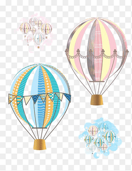 Hot air balloon Flight Airplane, Cartoon hot air balloon, pink and blue hot air balloons illustration, cartoon Character, child png thumbnail