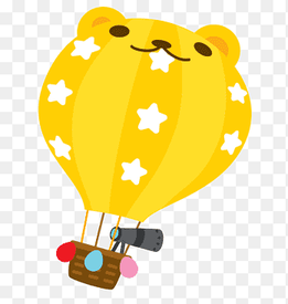 Balloon Red Color, Cartoon yellow bear hot air balloon, cartoon Character, blue png thumbnail