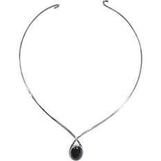 Sterling Silver and Black Onyx Hard Collar Necklace 7 in. x 5 in.: Sterling Silver and Black Onyx Hard Collar Necklace 7 in. x 5 in.