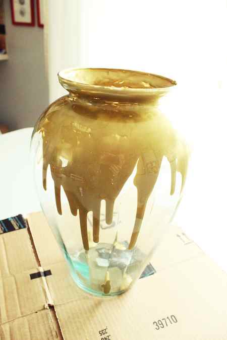 Paint Drip & Milk Glass Vase