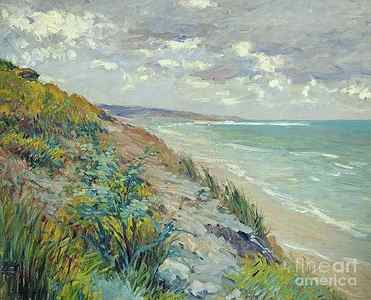 Wall Art - Painting - Cliffs by the sea at Trouville by Gustave Caillebotte