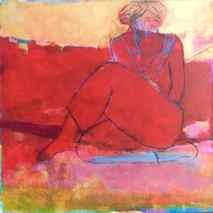 Original art for sale at UGallery.com | Pensive in Red by Robin Okun | 4.643 zł | acrylic painting | 24