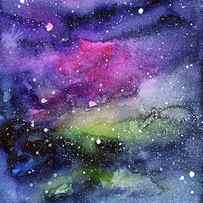 Rainbow Galaxy Watercolor by Olga Shvartsur