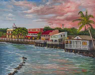 Wall Art - Painting - Front Street Lahaina At Sunset by Darice Machel McGuire