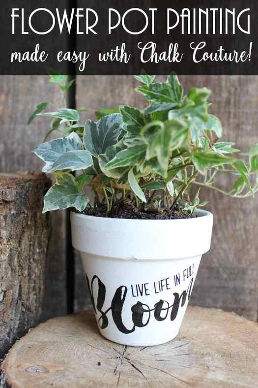 Flower pot painting made easy with Chalk Couture! It has never been easier to decorate your flower pots for spring and summer! These make great gifts for Mother