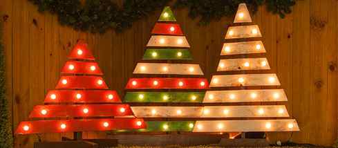 DIY Marquee Christmas Trees With Marquee Lights