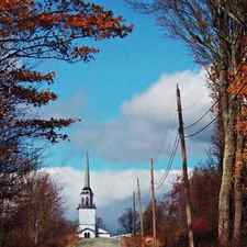 Through The Trees View Of The Norlands Church Steeple by Joy Nichols