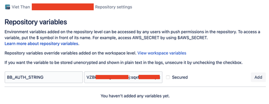 Adding Repository variable using the key and secret of the OAuth Consumer