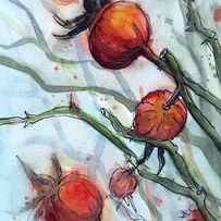 Rose Hips Abstract by Olga Shvartsur