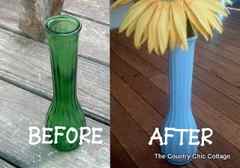 before and after of painted vase