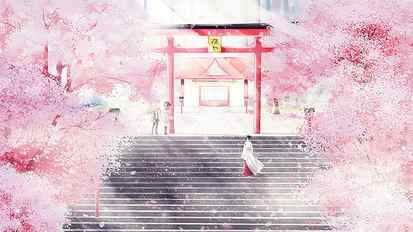 pink cherry blossoms, Noragami, cherry trees, shrine, Iki Hiyori HD wallpaper