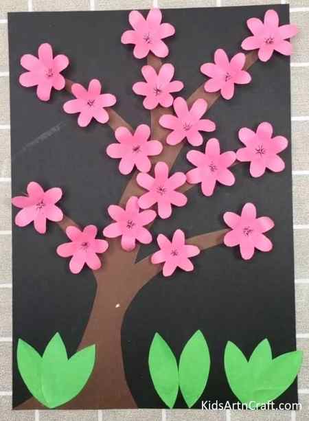 A Pretty Homemade 3D Paper Flower Tree Craft Idea For Kids