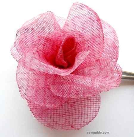 fabric rose made with organdy fabric