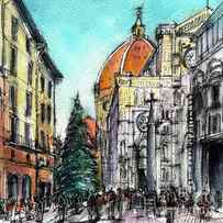 FLORENCE CELEBRATION watercolor painting by Mona Edulesco