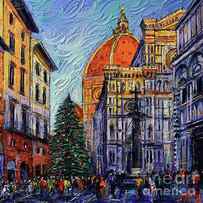 CHRISTMAS IN FLORENCE textured impressionism knife oil painting Mona Edulesco by Mona Edulesco