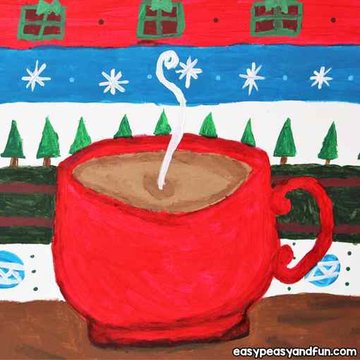 Hot Cocoa Christmas Canvas Painting Tutorial for Kids