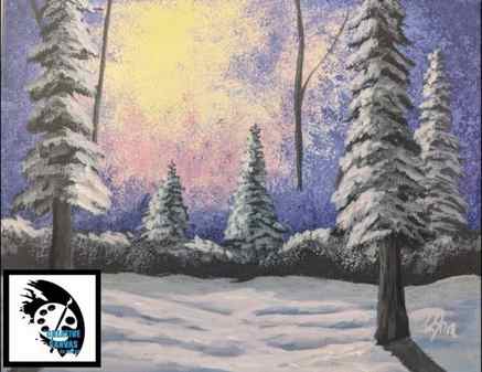 step by step acrylic painting tutorial, winter landscape