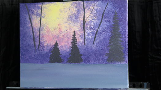 acrylic winter landscape painting tutorial purple haze