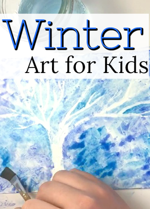 This is an easy and beautiful winter art project for kids. Love the crayon resist painting technique for little kids! #HowWeeLearndotcom #artsandcrafts #artsandcraftsforkids #Kidscrafts #craftsforkids #artprojectsforkids #kidsartproject 