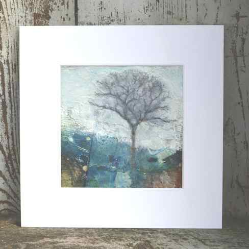 Mixed media painting on canvas 'winter tree'