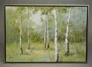 Beautiful Oil Painting of Birch Trees First Image