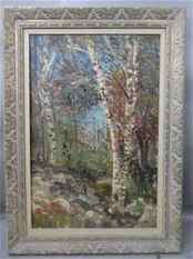 Vintage Large Birch Tree Forest Oil Painting: Vintage Large Birch Tree Forest Oil Painting on canvas in frame. Unsigned. Measurements in inches: 32 x 44, image: 24 x 36 Condition:Good with no problem Shipping:We offer in-house shipping. Item(s) w