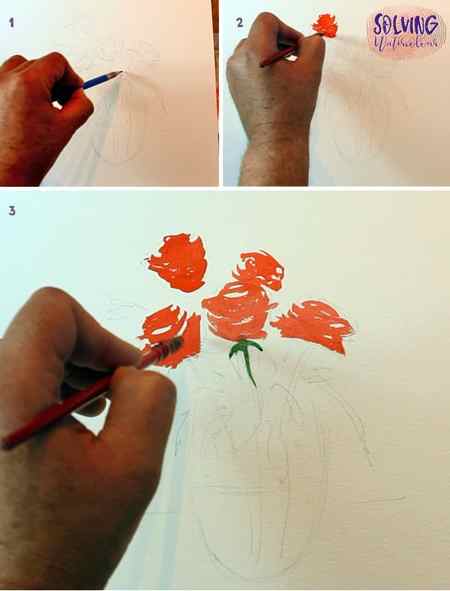 How to paint loose Watercolor roses steps 1-3