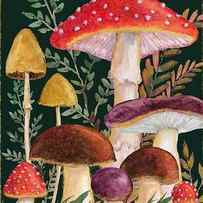 Gilded Mushrooms Vertical by Paul Brent