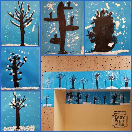 Wonderful Winter Art Idea - Winter Tree With Finger Painting - Perfect for Preschool, Kindergarten and older kids
