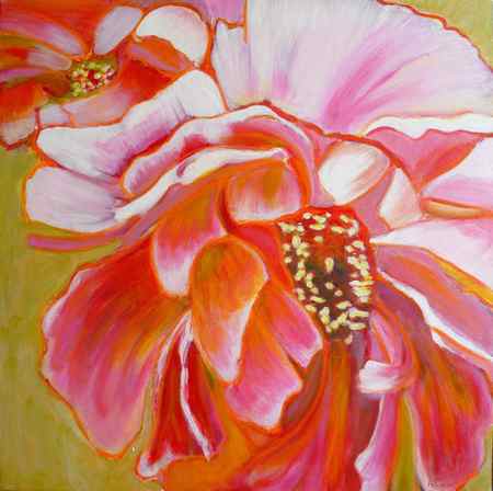 original mixed media flower painting