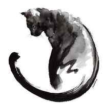 Black Cat Painting, Cat Paintings, Cat Wall Decor, Cat Home Decor, Abstract Cat Print, Cat Poster by Mariusz Szmerdt
