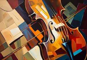 Abstract Violin Painting, music canvas, wall Art print on demand