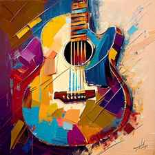 Abstract music art, Electric guitar painting on full color, canvas prints