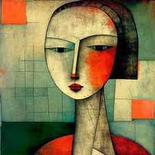 Eyes of Mystery: Abstract Figurative Surrealism Lady Portrait