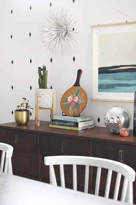 Painted Flowers on sideboard table