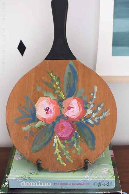 Painted Abstract Flowers on wooden paddle