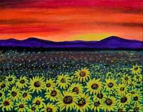 Sunflower fields at sunset landscape thumb