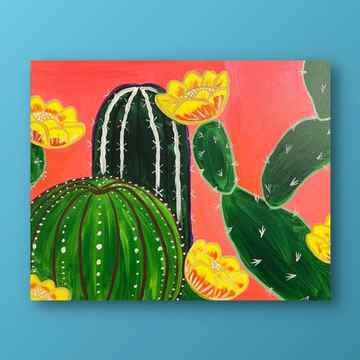 bright succulents acrylic painting idea