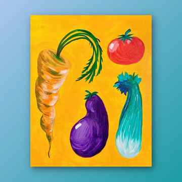 vibrant vegetables acrylic painting idea