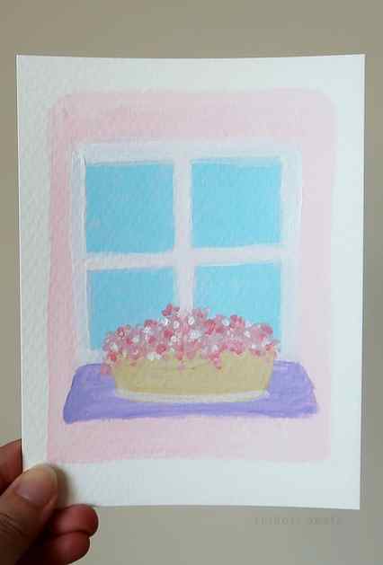 window flower painting easy